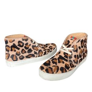 Penelope Chivers artist Jungle Leopard Sneakers Leather and Calf hair Sz36 Sz5.5